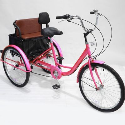 Capacità di carico elevata 150 kg Triciclo a pedale 24 pollici 7 velocità Triciclo per adulti multifunzione